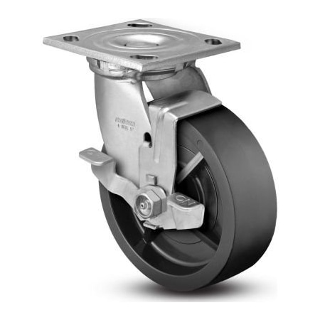 Colson 4 Series Swivel Plate Caster 4.06109.839 BRK7 Polyolefin Top Lock Brake 6" Dia. 700 Lb 4.06109.839 BRK7